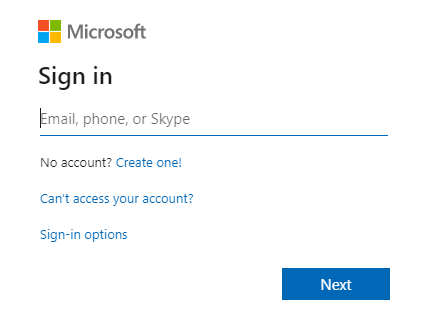 кнопка входа на сайте Microsoft