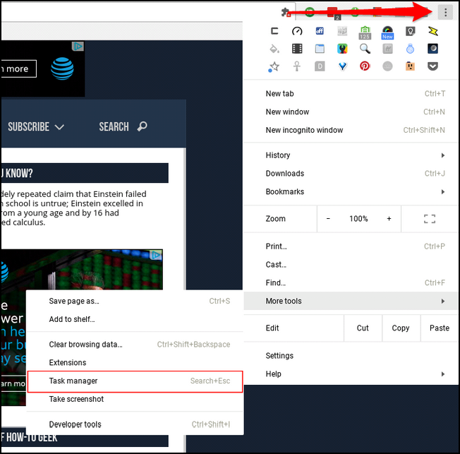 Запуск диспетчера задач на Chromebook