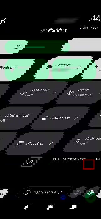 Нажатие на значок карандаша для редактирования панели быстрых настроек