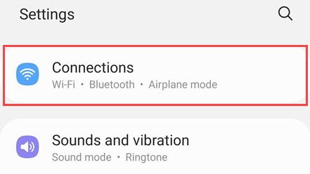 Пункт меню Подключения в настройках Android