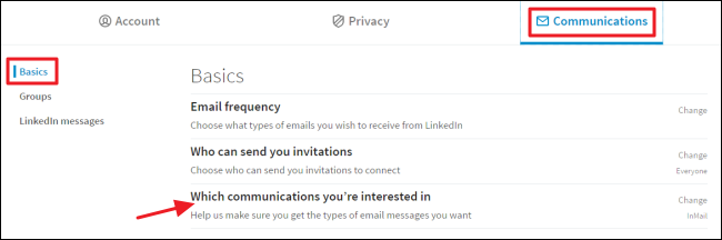 Выбор типов коммуникаций, которые вам интересны