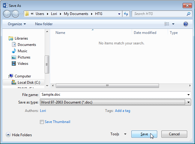 Кнопка Сохранить для сохранения в старом формате