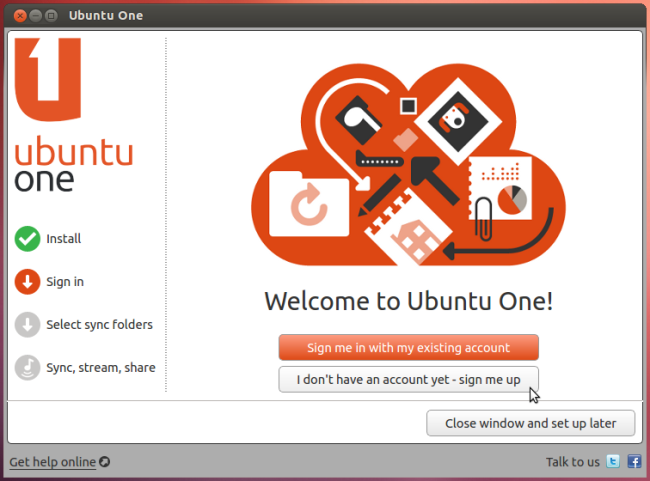 Выбор папки для синхронизации в Ubuntu One