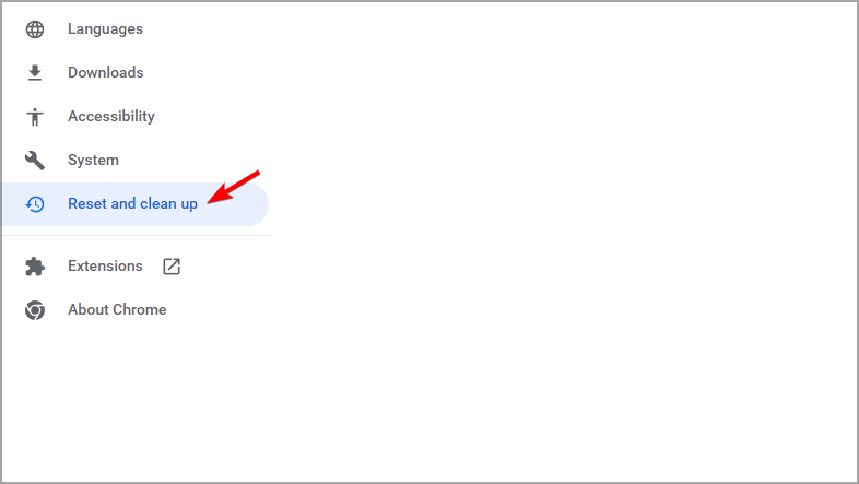 Опция Сброс настроек Chrome до исходных значений
