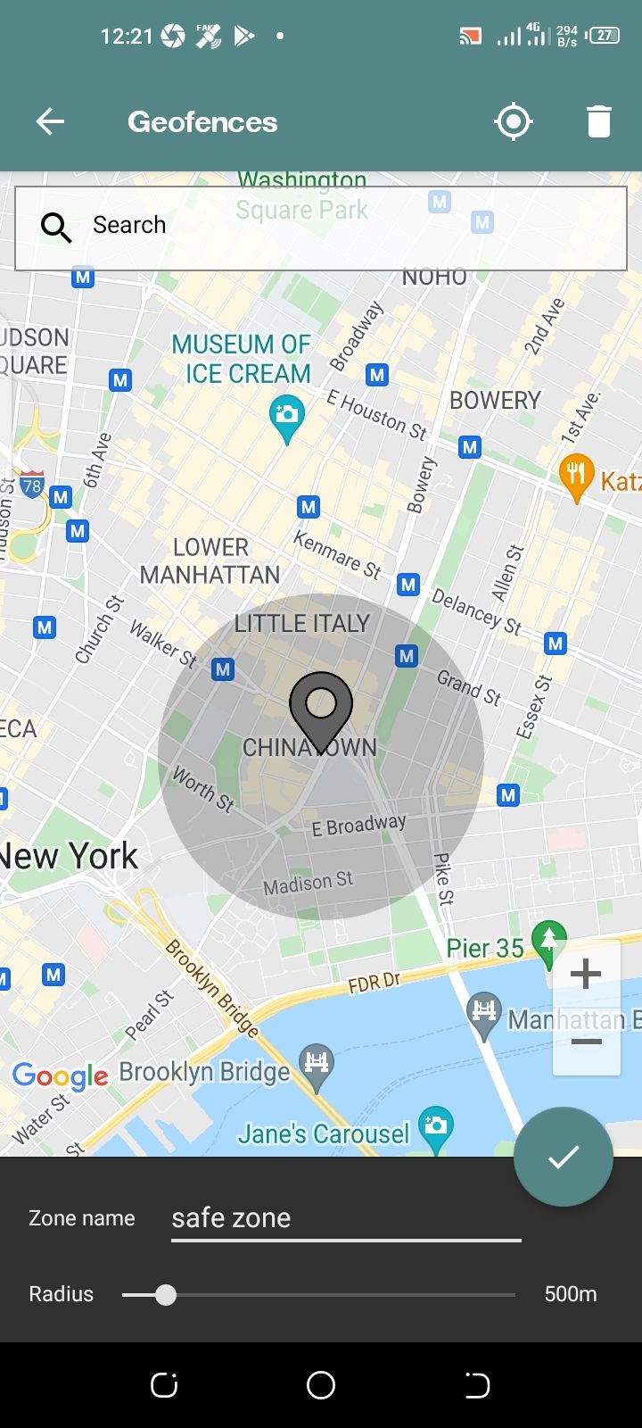 Настройки Safe Zone в MacroDroid