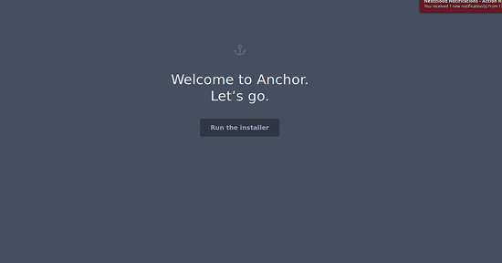 Установщик Anchor CMS — шаг «Run the installer»