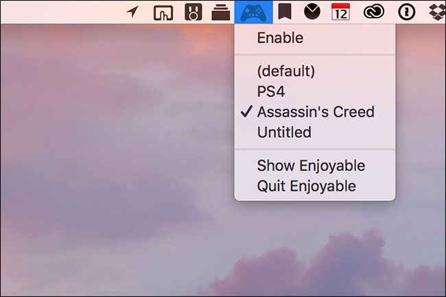 Выбор профиля через иконку в строке меню