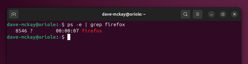 Передача вывода ps в grep для поиска процесса firefox.