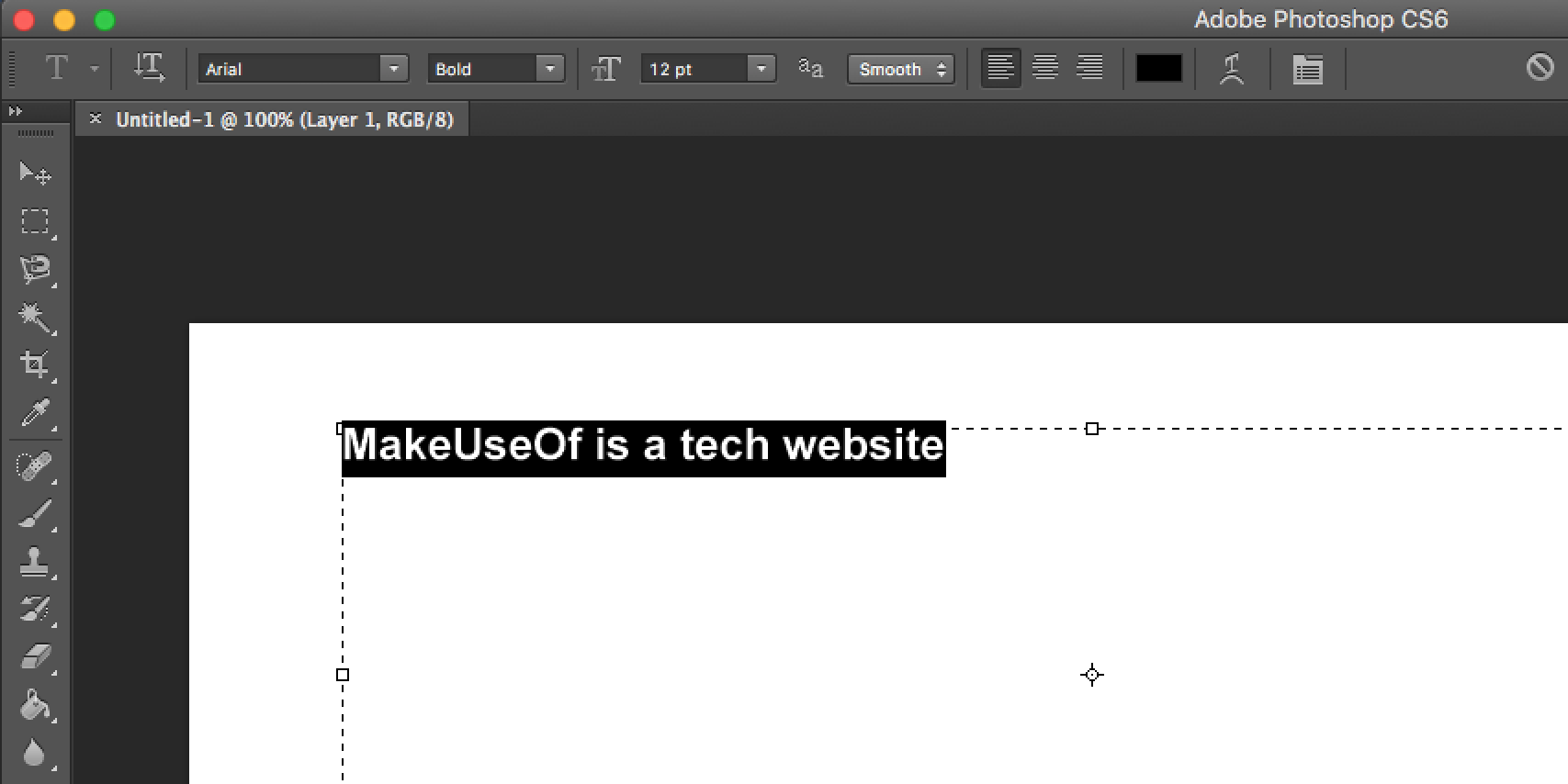 Параметры текста в верхней панели Photoshop
