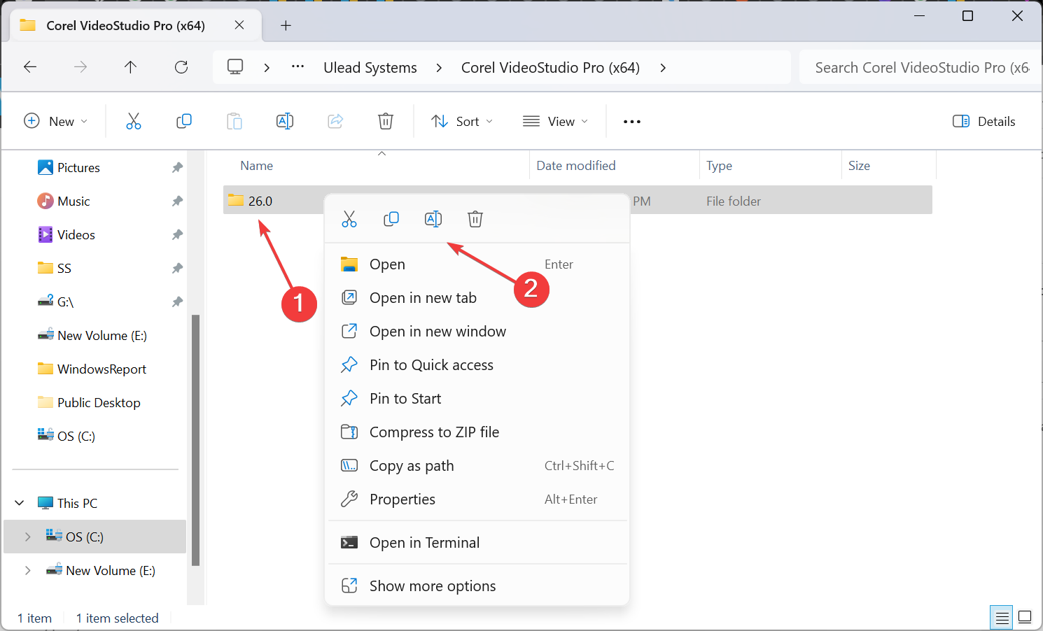 Переименование папки AppData Corel VideoStudio