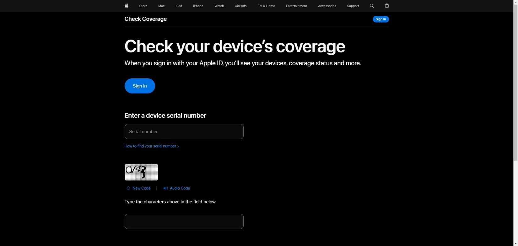 Страница проверки серийного номера на сайте производителя