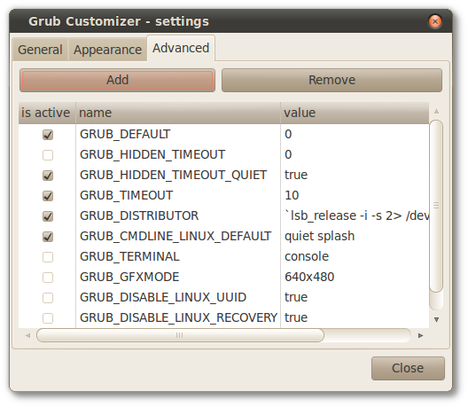 Дополнительные параметры Grub Customizer