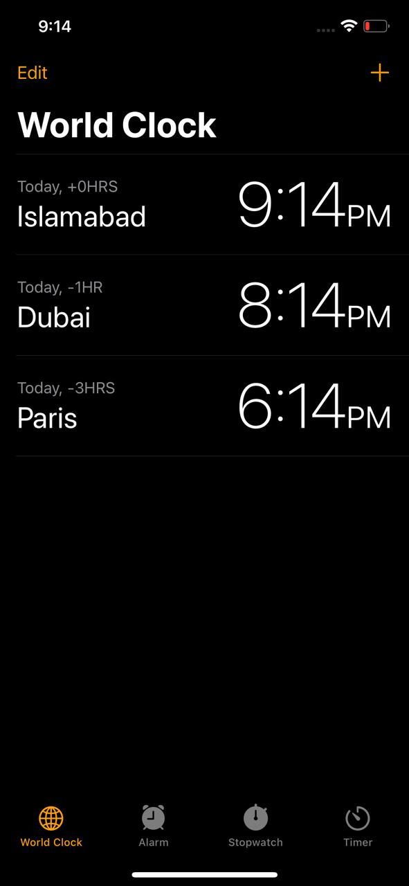 iPhone world clock