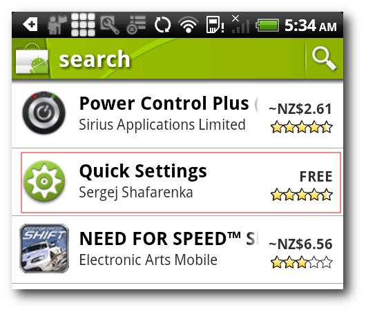 Quick Settings в Google Play