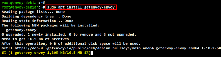 Процесс установки Envoy на Debian