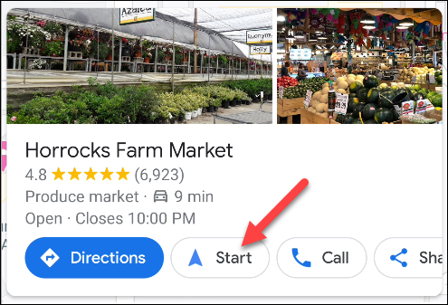 Запуск маршрута в Google Maps на телефоне