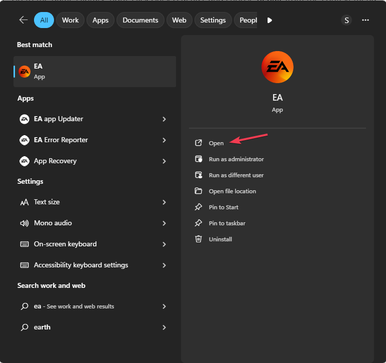 Открыть EA App