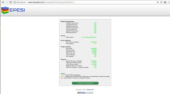 Проверка системы EPESI