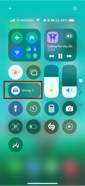 Control Center Focus Mode