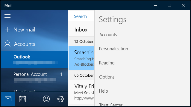 Почта в Windows 10: настройка и персонализация