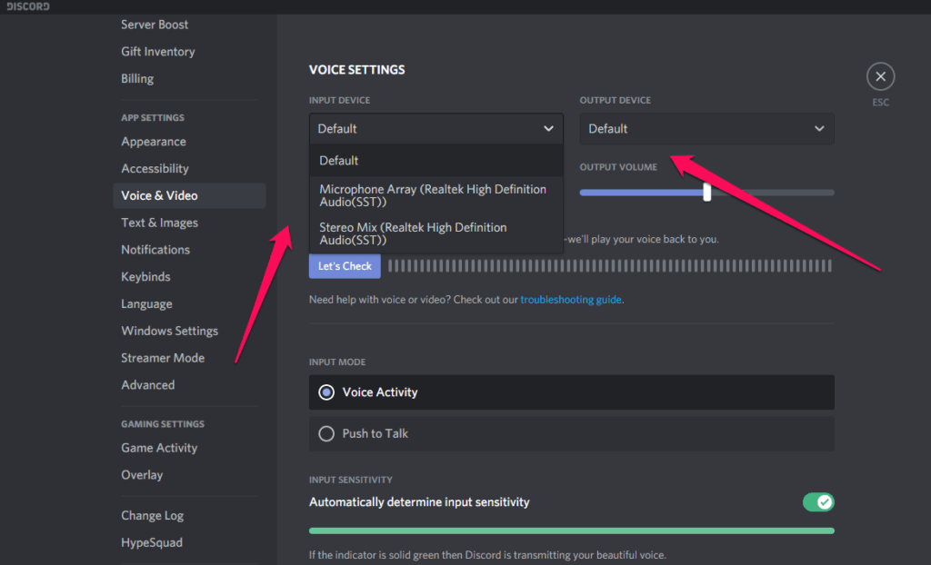 Discord Geräteauswahl