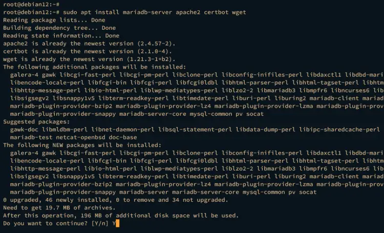 Установка зависимостей: вывод apt