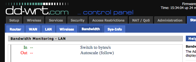 Панель с живым мониторингом загрузки сети на прошивке
