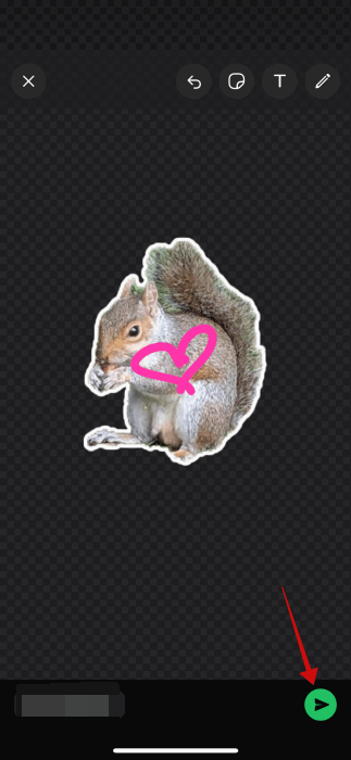 Invio di sticker modificato in WhatsApp su iOS
