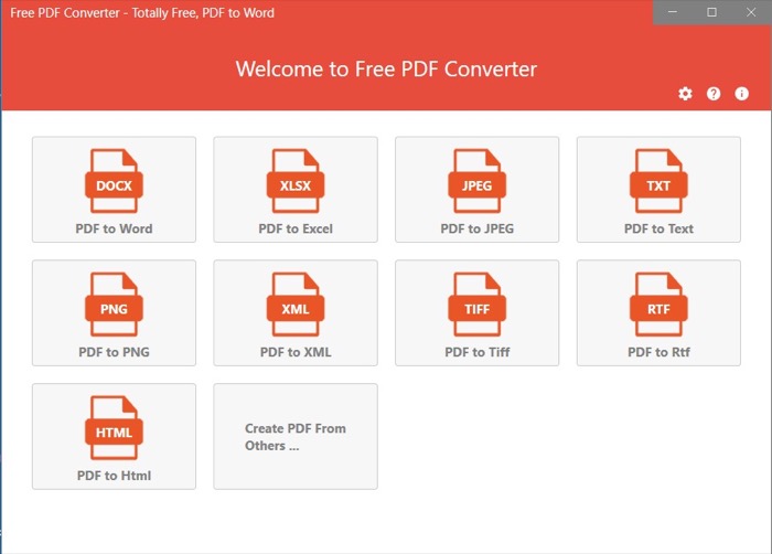 Интерфейс Free PDF Converter