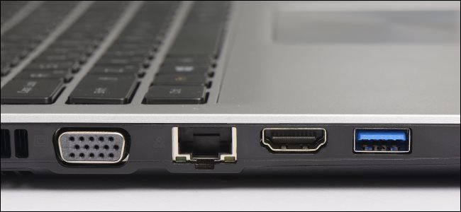 Разъёмы USB 3.0, Ethernet и видеовыходы на ноутбуке