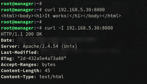 Доступ к сервису test-httpd по HTTP