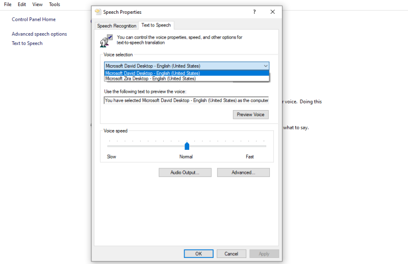 Manage Speak click OK