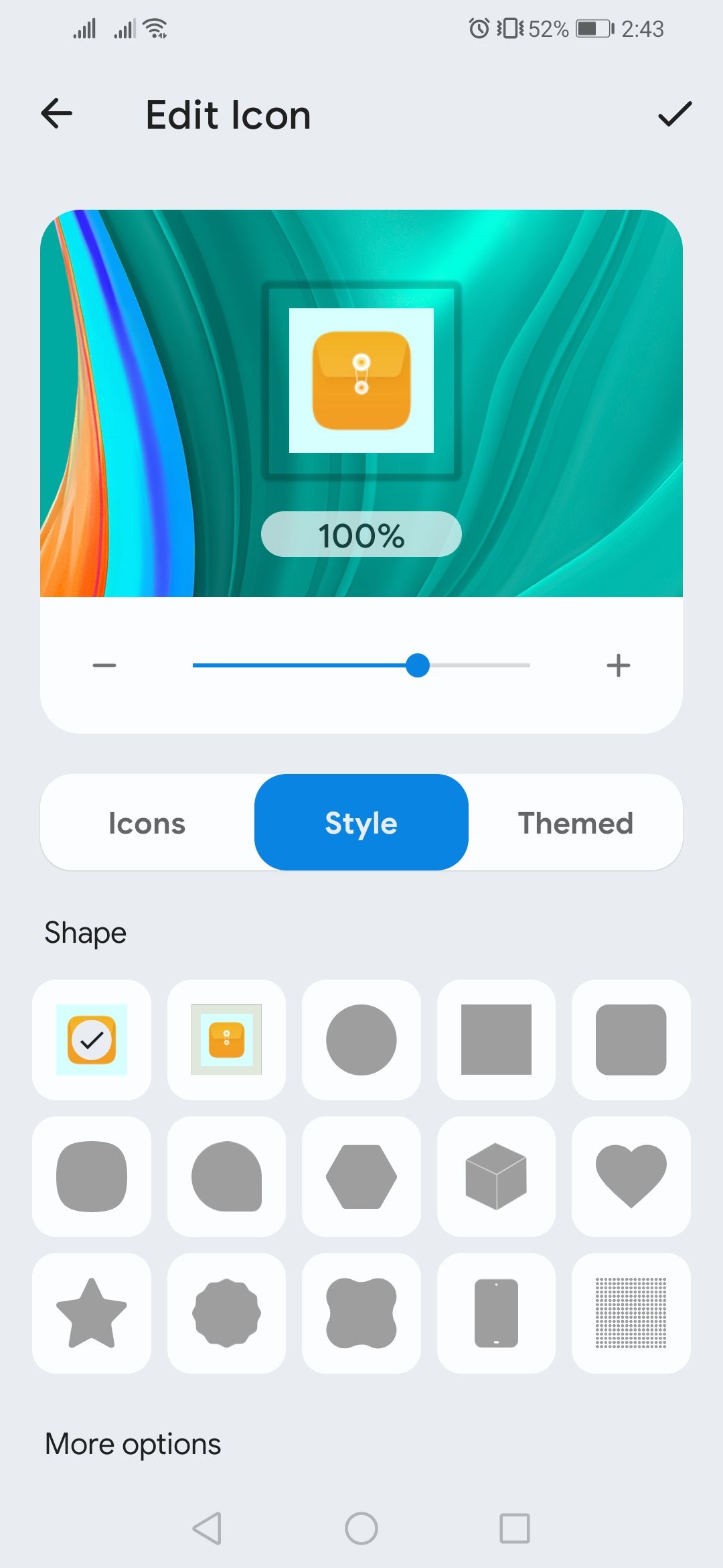 Опции во вкладке Стиль в Shortcut Maker