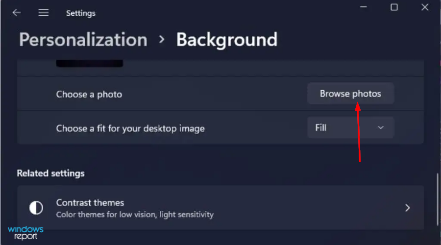 Окно выбора изображения в Параметрах Windows 11