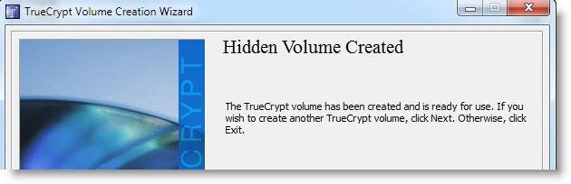 Процесс форматирования скрытого тома