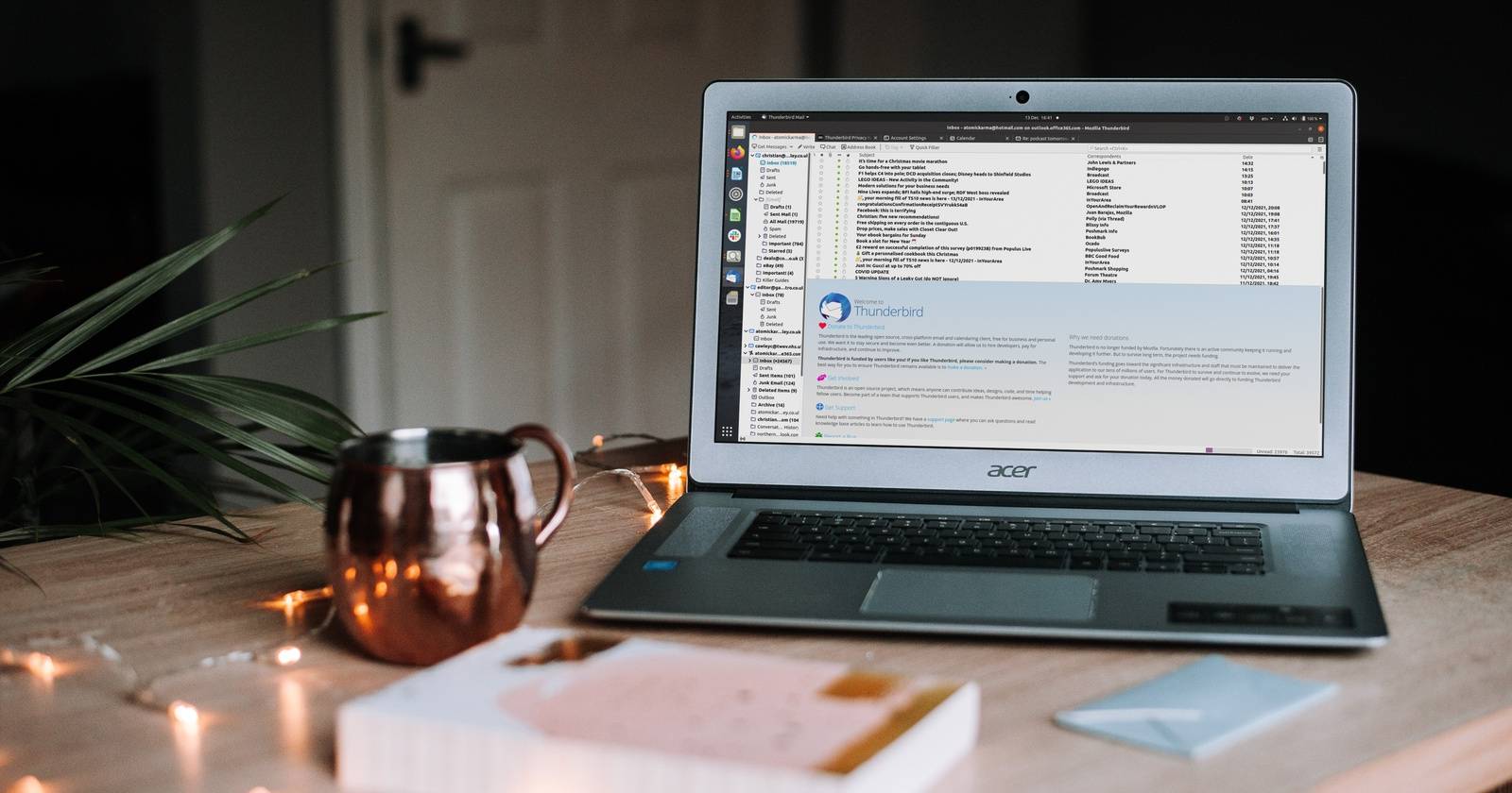 Интерфейс Thunderbird с открытым Gmail