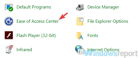 Центр специальных возможностей Панели управления