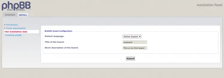 Настройка SMTP в мастере установки phpBB