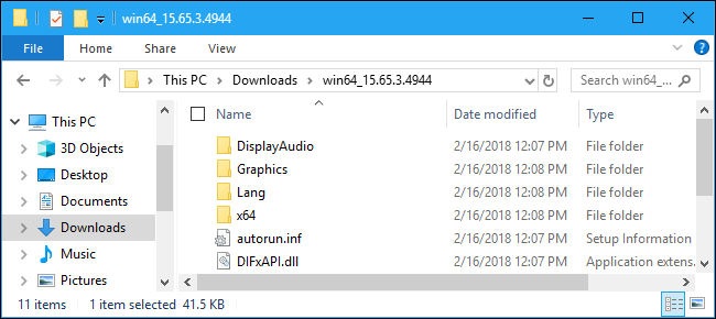 Скриншот распаковки архива драйвера в Проводнике Windows