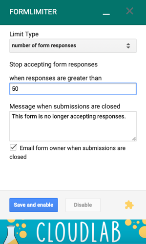 formLimiter: ограничение по числу ответов
