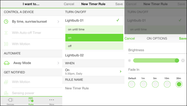 Иллюстрация WeMo и лампы на приложении