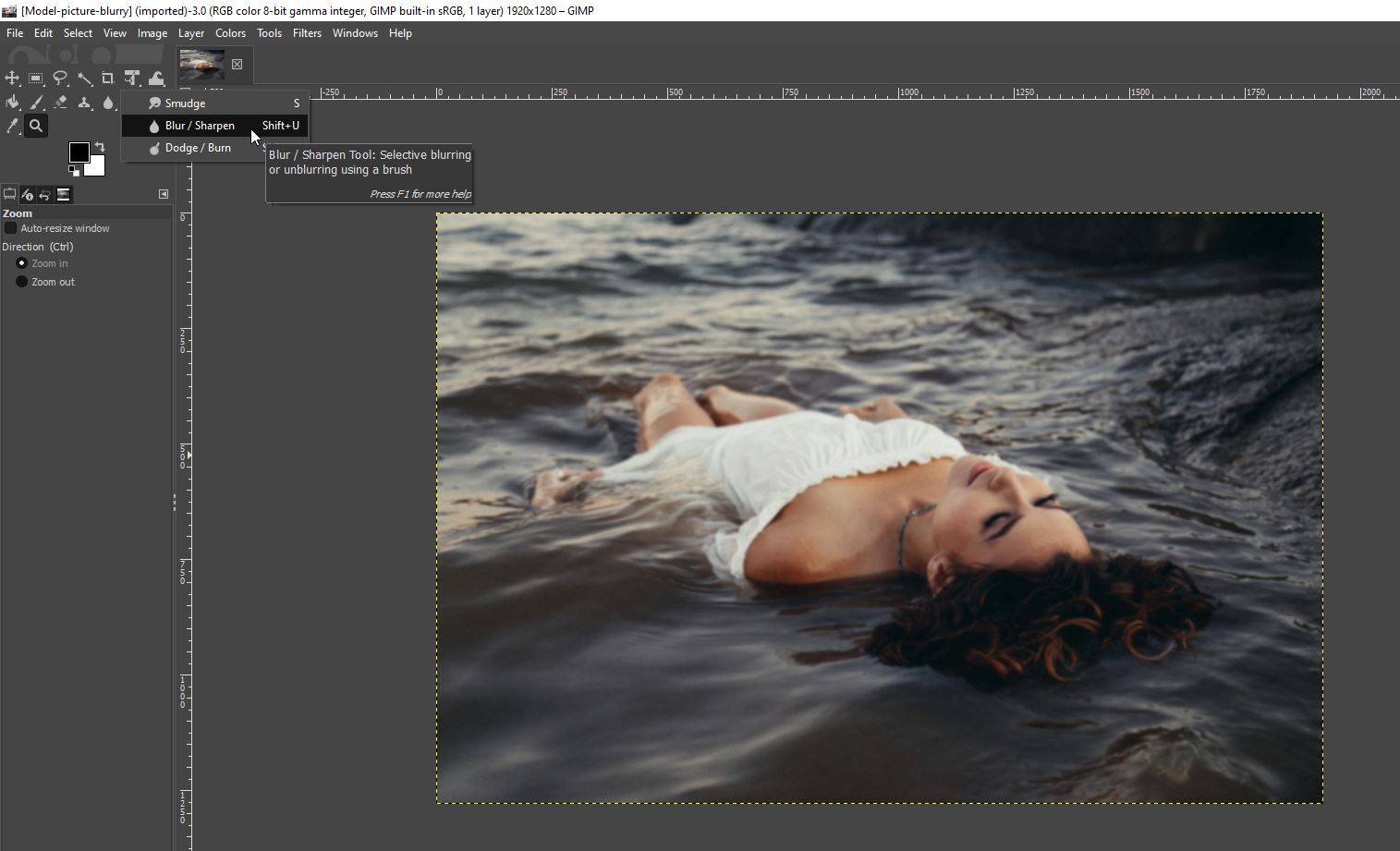 Инструмент Резкость в GIMP