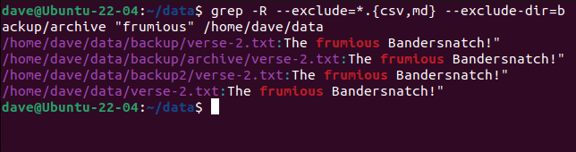Исключение типов файлов и каталогов в одной команде