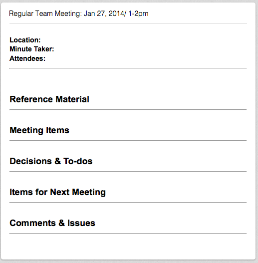 Горизонтальный разделитель в Evernote для выделения секций повестки