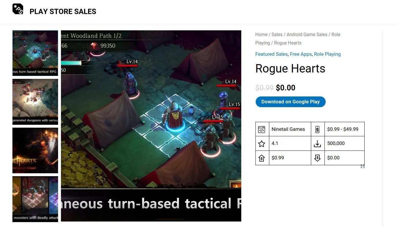 Список распродаж в Google Play с бесплатной игрой