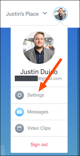 Пункт меню Settings в веб-интерфейсе