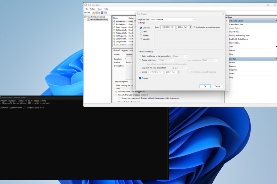 Очистка корзин всех пользователей в Windows 11