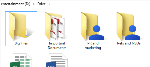 Снимок экрана: папка Big Files в локальной папке Google Drive