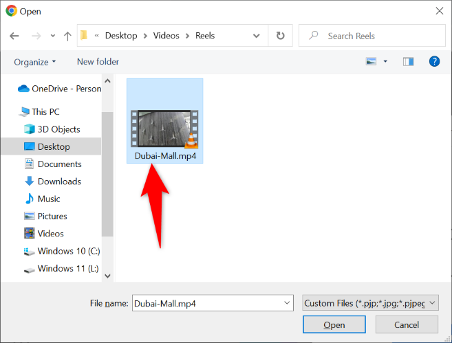 Выберите видеофайл для загрузки.