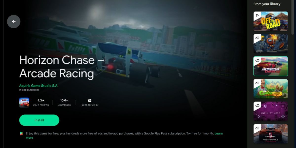 Игровая страница в Google Play Games